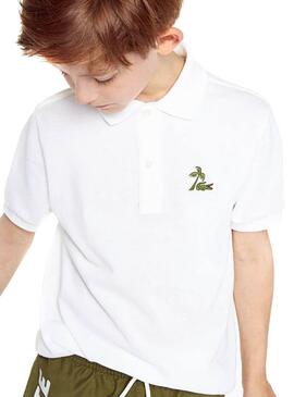 Polo Lacoste Palm White Enfante