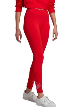 Leggings Adidas Trefoil Rouges pour Femme