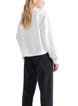 Sweat Tommy Jeans Crop Relaxed Femme Blanc