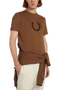 T-Shirt Logo Fred Perry Laurier pour Homme Brun