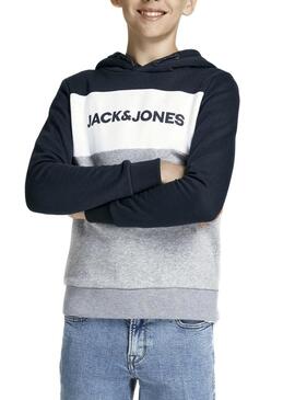 Sweat Jack & Jones Logo Blocking Gris Garçon