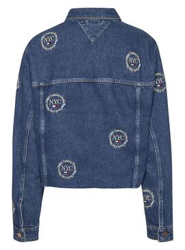 Veste Denim Tommy Jeans Brodé Bleu Femme