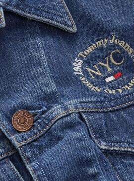 Veste Denim Tommy Jeans Brodé Bleu Femme