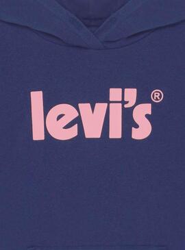 Sweat Levis Logotype Capuche pour Fille Bleu marine