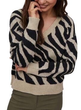Pull Vila Visière Cou Viril pour Femme Noire