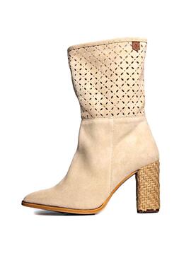 Boots Popa Lola Picado Beige pour Femme
