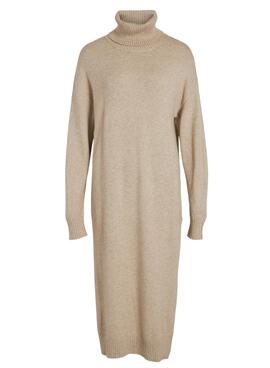 Robe Vila Ril Roll Neck pour Femme Beige