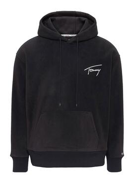 Sweat Tommy Jeans Polaire Signature Homme Noire