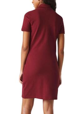 Robe Polo Lacoste Midi pour Femme Bordeaux