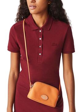 Robe Polo Lacoste Midi pour Femme Bordeaux