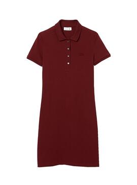 Robe Polo Lacoste Midi pour Femme Bordeaux