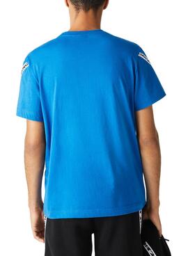 T-Shirt Lacoste Logo Frange pour Homme Bleu