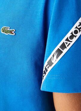 T-Shirt Lacoste Logo Frange pour Homme Bleu