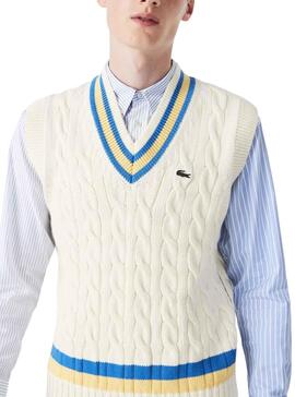 Gilet Lacoste Tricot pour Homme Blanc