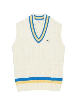 Gilet Lacoste Tricot pour Homme Blanc