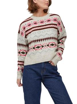 Pull Vila Vicilia Jacquard pour Femme Multicolor