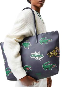 Shopper Lacoste Holiday Party pour Femme Bleu Marine