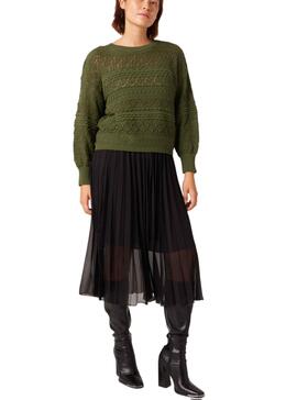 Pull Naf Naf Dentelle pour Femme Vert