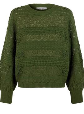 Pull Naf Naf Dentelle pour Femme Vert