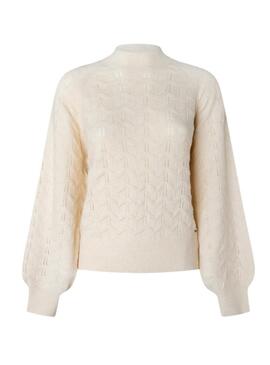 Pull Pepe Jeans Briseis Calado Beige pour Femme