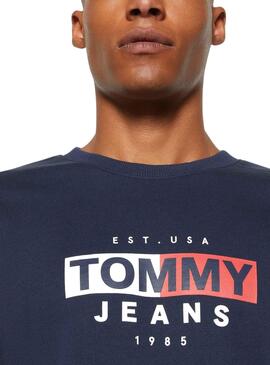 Sweat Tommy Jeans Entry Flag Bleu Marine Homme