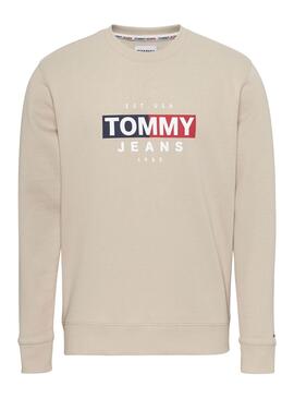 Sweat Tommy Jeans Entry Flag Beige pour Femme