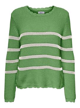 Pull Only Bella Life Rayures pour Femme Vert