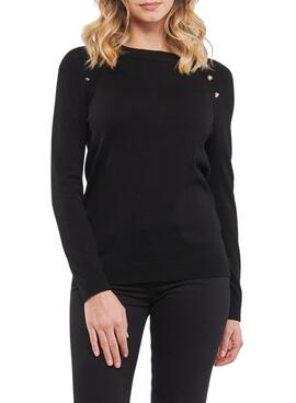 Pull Naf Naf Boutons de Détail pour Femme Noire