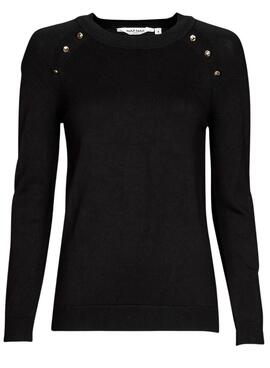 Pull Naf Naf Boutons de Détail pour Femme Noire
