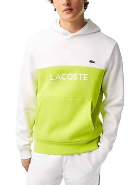 Sweat Lacoste Colorblock Néon et Blanc