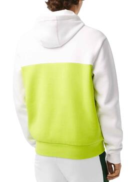 Sweat Lacoste Colorblock Néon et Blanc