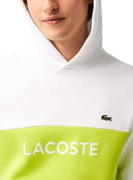 Sweat Lacoste Colorblock Néon et Blanc
