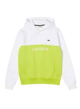 Sweat Lacoste Colorblock Néon et Blanc