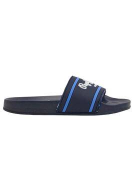 Flip flops Pepe Jeans Slider Logo Bleu Marine pour Garçon