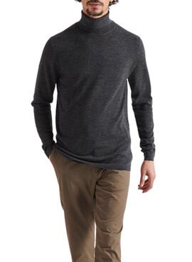 Pull Superdry Merino Rollneck Gris pour Homme