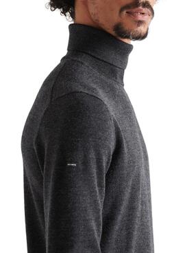 Pull Superdry Merino Rollneck Gris pour Homme