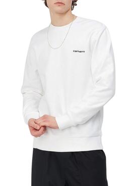 Sweat Carhartt Script Embroidery Blanc Homme