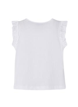 T-Shirt Mayoral Bretelles Perforées Blanc Fille