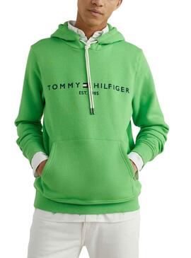 Sweat Tommy Hilfiger Logo Hoody Vert Homme