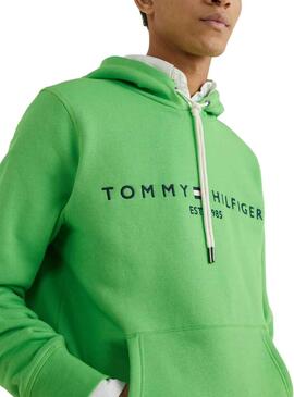 Sweat Tommy Hilfiger Logo Hoody Vert Homme