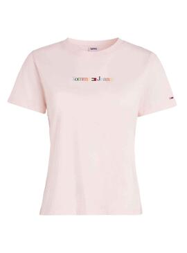 T-Shirt Tommy Jeans Serif Rose pour Femme