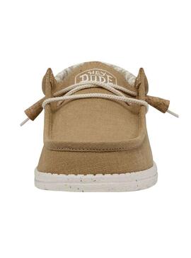Chaussures Hey Dude Wally Linen Camel pour Homme