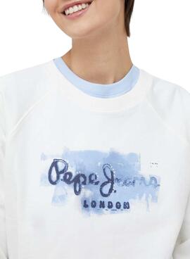 Sweat Pepe Jeans Goldie Blanc pour Femme