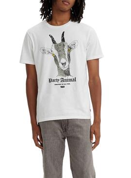 T-Shirt Levis Party Animal Blanc pour Homme