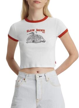 T-Shirt Levis Lent Down Blanc pour Femme