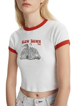 T-Shirt Levis Lent Down Blanc pour Femme