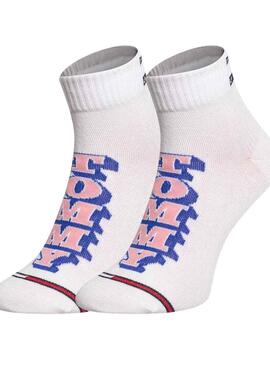 Chaussettes Tommy Jeans Quarter Blanc Unisexe