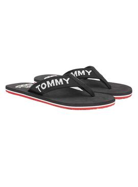 Flip flops Tommy Jeans Logo Tape Noire pour Homme