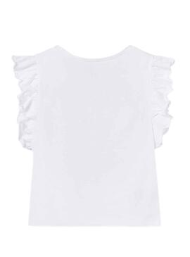 T-Shirt Mayoral Bretelles perforées Blanc Fille