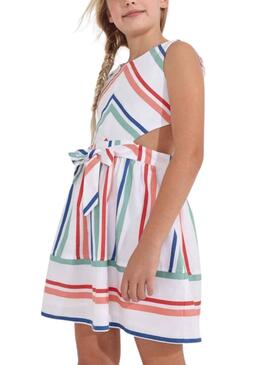 Robe Mayoral Rayures Blanc pour Fille